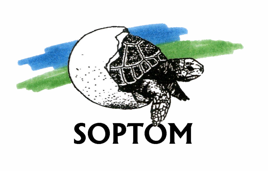 Logo de la SOPTOM montrant une tortue sortant d'un oeuf